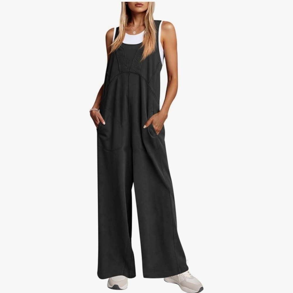 NWT Black Wide-Leg Jumpsuit Overalls Small Romper 😀